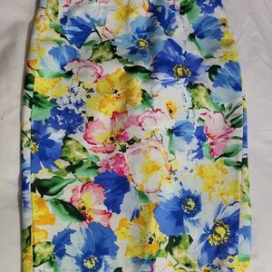 Ralph Lauren Blue Yellow Pencil Skirt Resort Wear